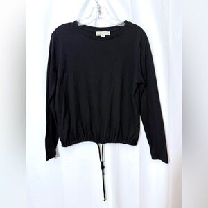 Michael Michael Kors Waffle Knit Black Top With Tie Waist Size Medium